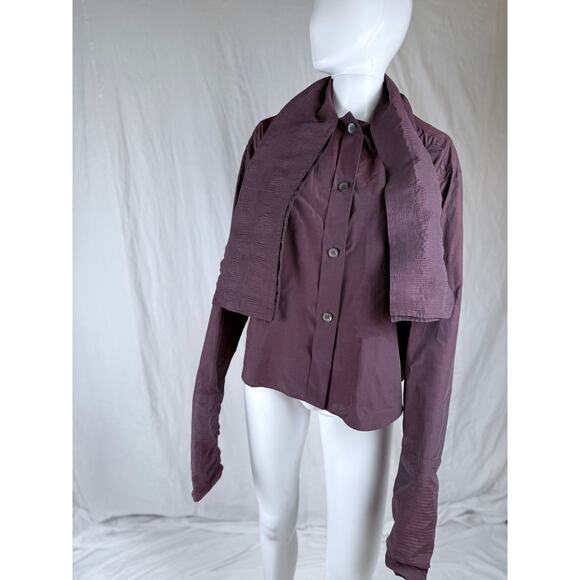Iconic Romeo Gigli 1993 blouse with scarf collar and ruched sleeves IT40 - Picture 4 of 12